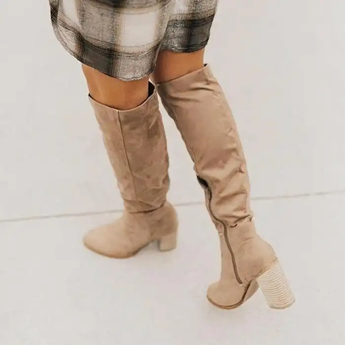 Block heel retro high boots
