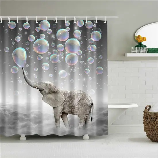 3D digital printing waterproof shower curtain