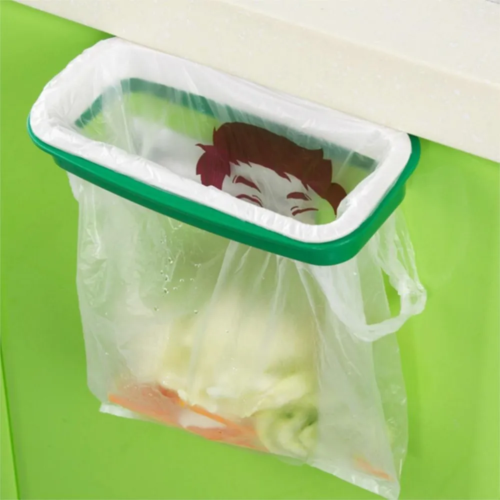 Hanging kitchen trash rack Cabinet door hanging trash rack storage rack - Green1