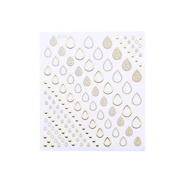 3D Nail Stickers Gold Silver Metal Black Geometric Flower 13Style - Shop at LoveMi