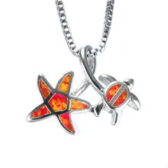 Epoxy star turtle necklace - Red - View 1