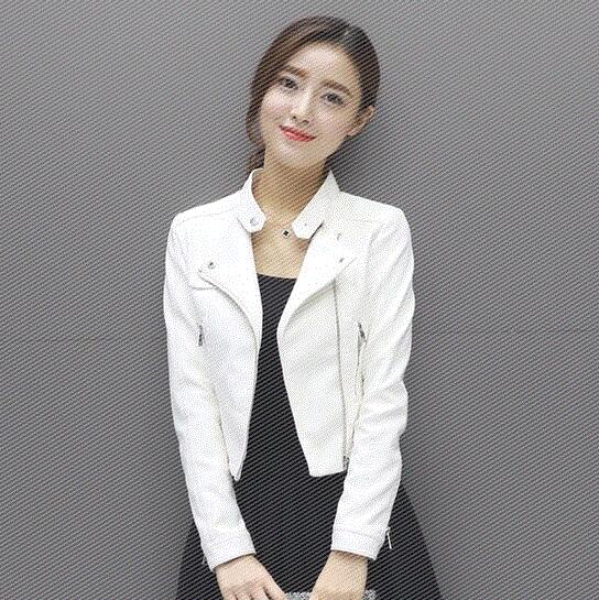 Short body slim Motorcycle Jacket White - Shop at LoveMi