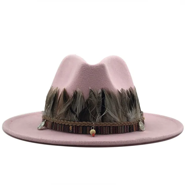 Ladies jazz woolen hat Top hat Pink - Shop at LoveMi