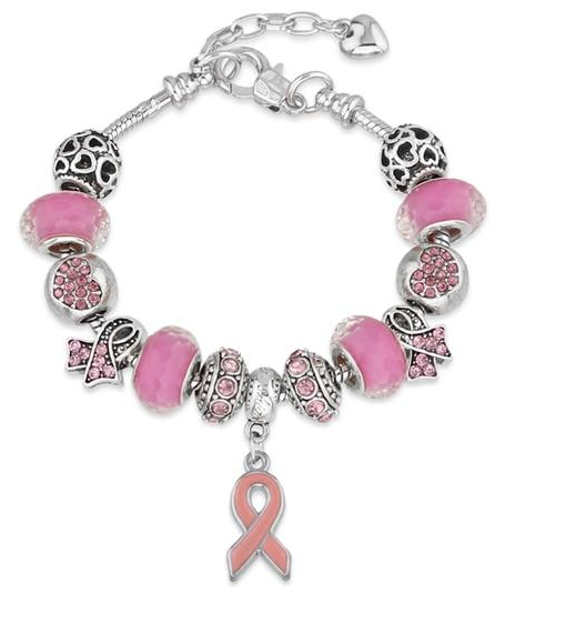 Yoga-Supreme™ Pink Ribbon Charm Bracelet