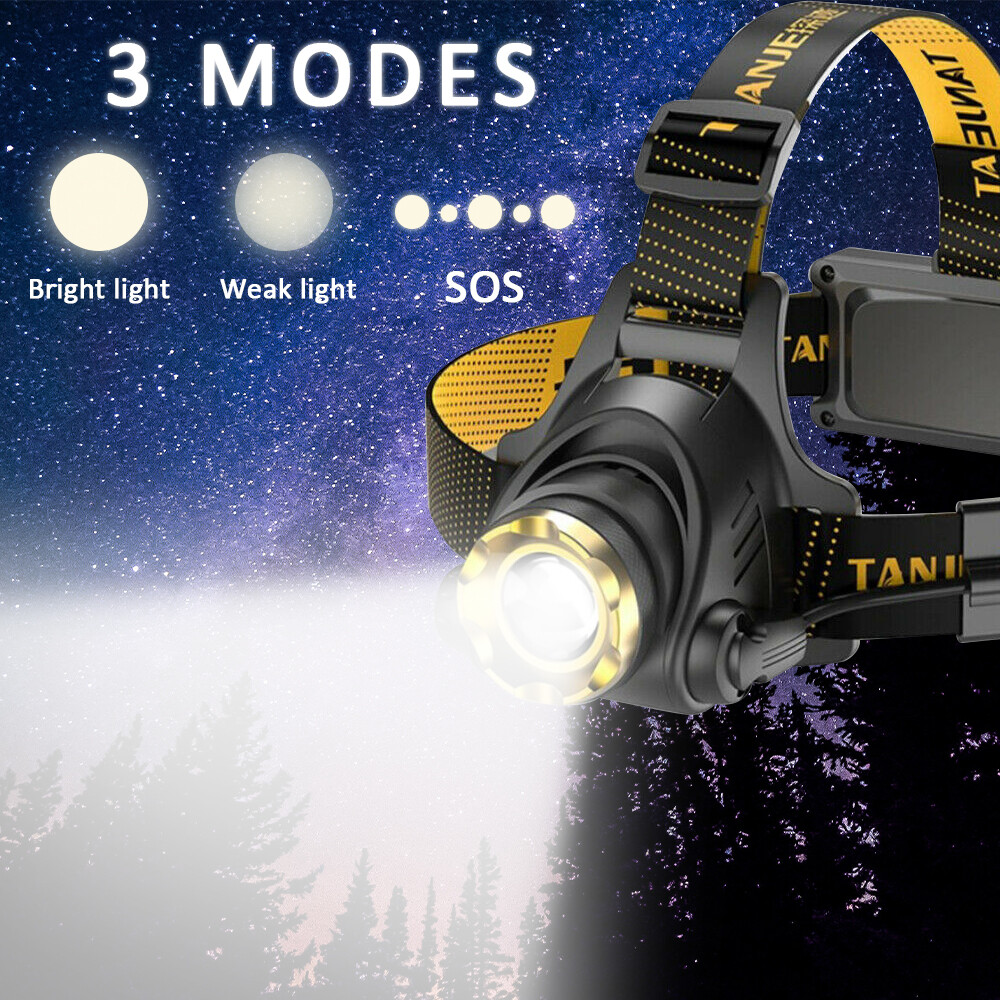 LED Headlamp Rechargeable Head Torch Zoom Headlight Lamp Powerful Flashlight Fishling Driving Camping Light With 3 Modes Work Light