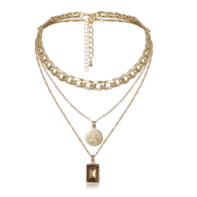 Multi-layer medal pendant necklace