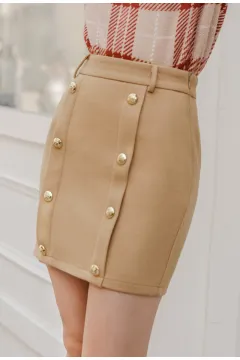 A-line skirt temperament all-match short skirt - Camel - View 1