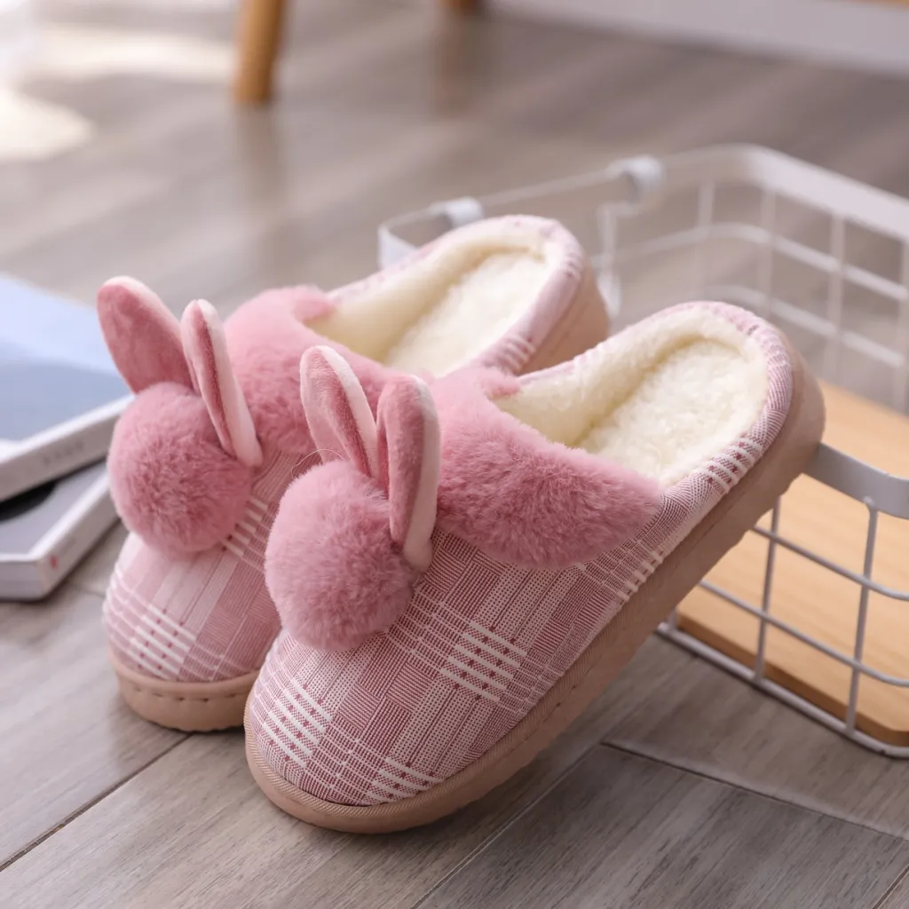 Women's cotton slippers boutique craft ball non-slip - Pink