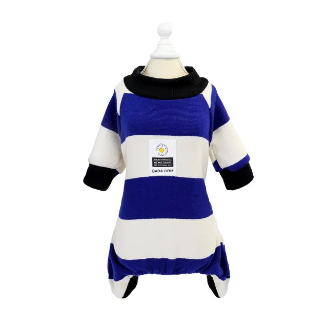 Dog clothes stripes plus velvet Blue - Shop at LoveMi