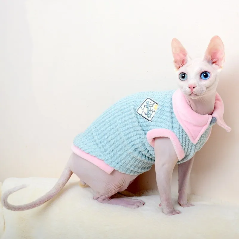 Cat autumn and winter clothes hairless cat clothes - Blue