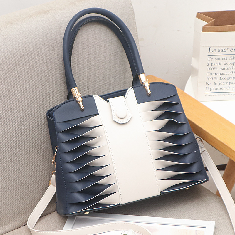 Women's One Shoulder Messenger Handbag with wavy stripes Blue - Shop at LoveMi