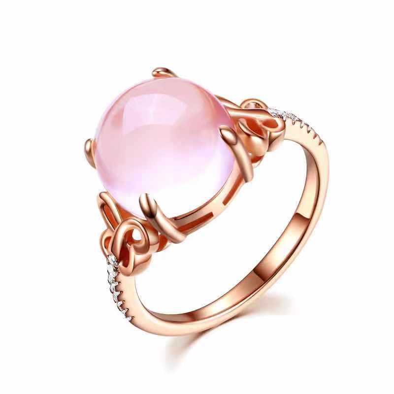 Diamond ring with lotus stone and bow