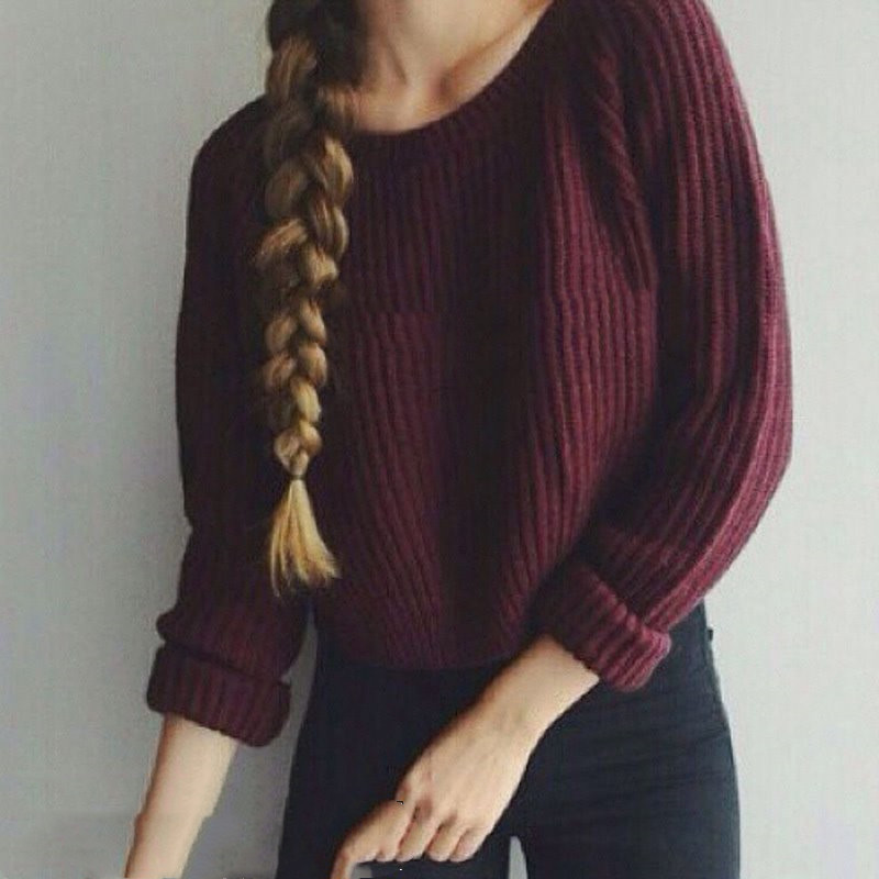 Women's solid color sweater