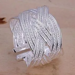 Retro national style large mesh ring - Silver - View 1