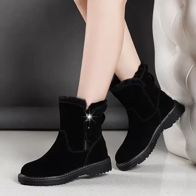 Cotton padded shoes for ladies with velvet Black - Shop at LoveMi