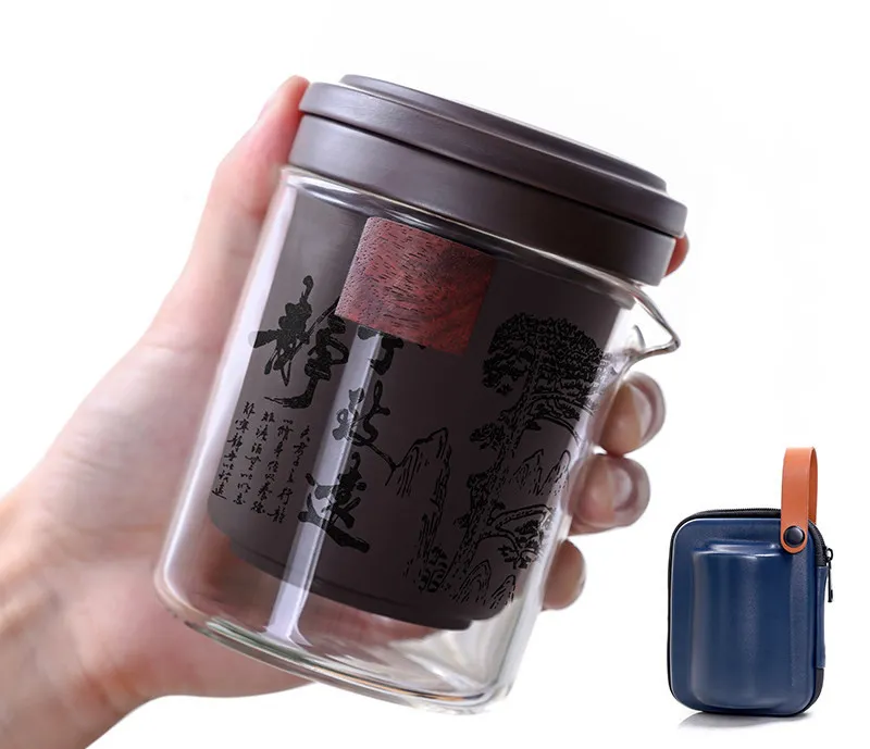 Portable tea set travel quick-off cup simple pot - G