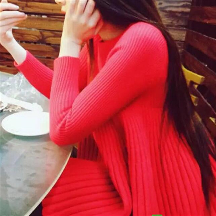 Student sweet hedging knitted dress