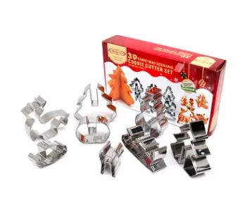 8 18-piece Set Gingerbread House Stainless Steel Christmas Scenario Cookie Cutters Set Biscuit Mold Fondant Cutter Baking Tools - 8 Piece Set Color...