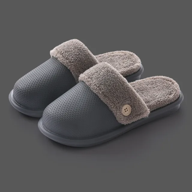 Home non slip thick warm and comfortable EVA waterproof cotton slippers for men Grey - Shop at LoveMi