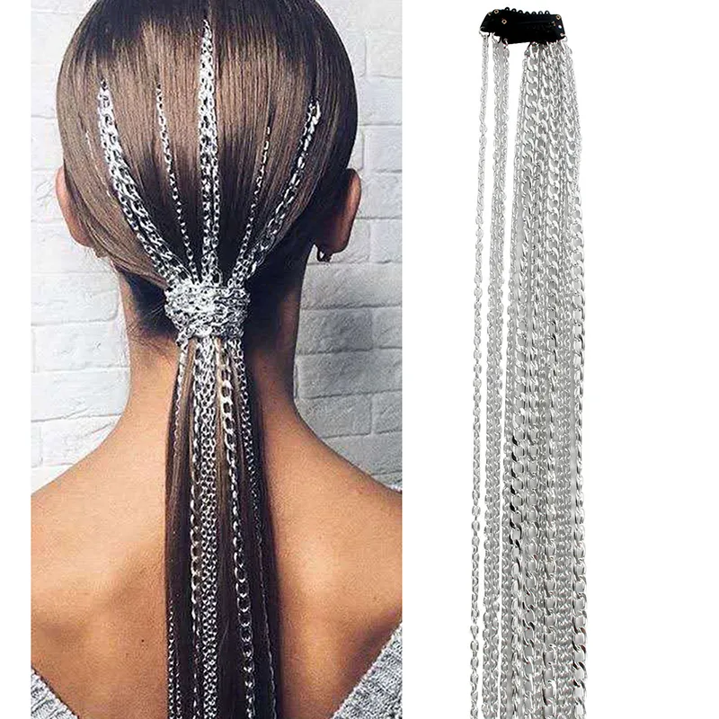 Wig Extension Chain Silver-plated Tassel Hair