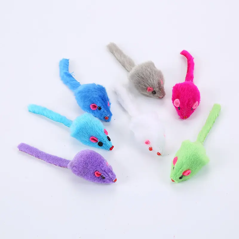 Pet Cat Toy Colorful Plush Mouse