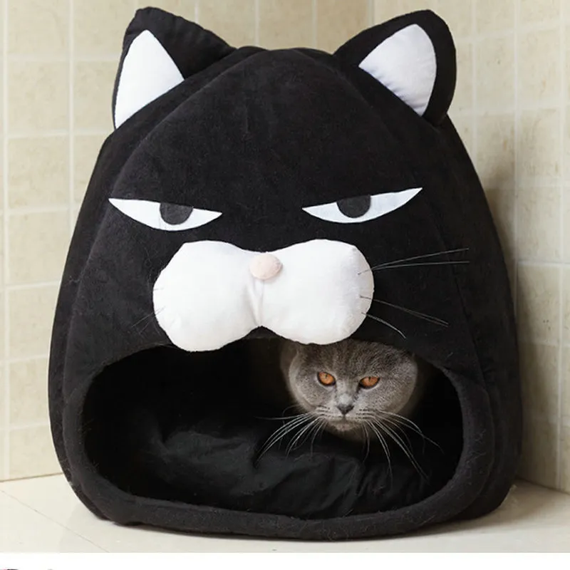 Cat House Bed Cat Litter Mat Sleeping Nest Pet Bed - Black