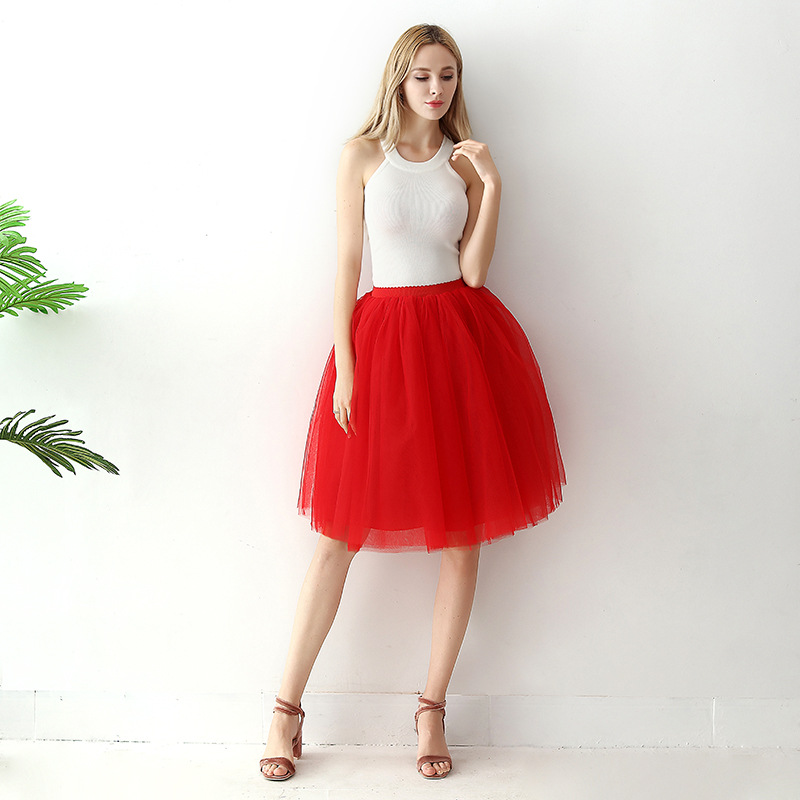 Women's solid color gauze skirt