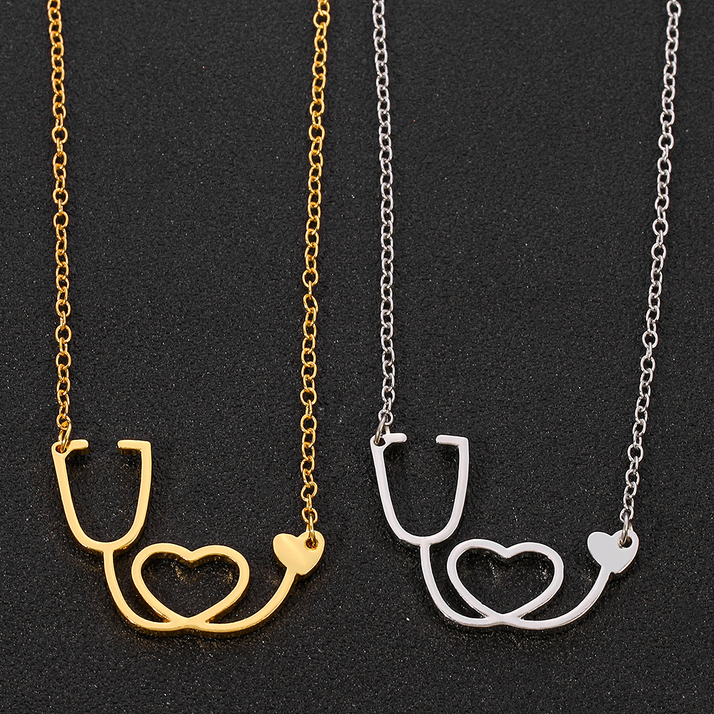 Rose gold love titanium steel necklace