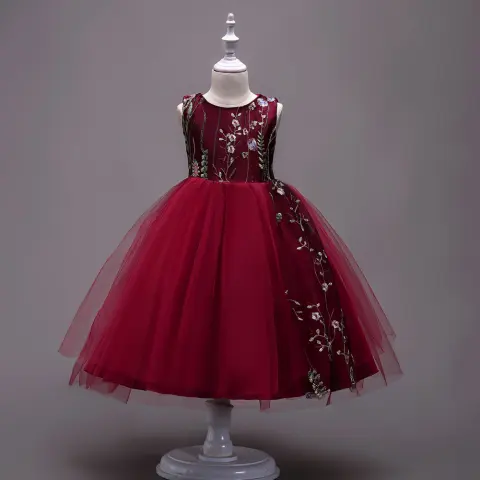 4-15 Years Embroidered Kids Dress