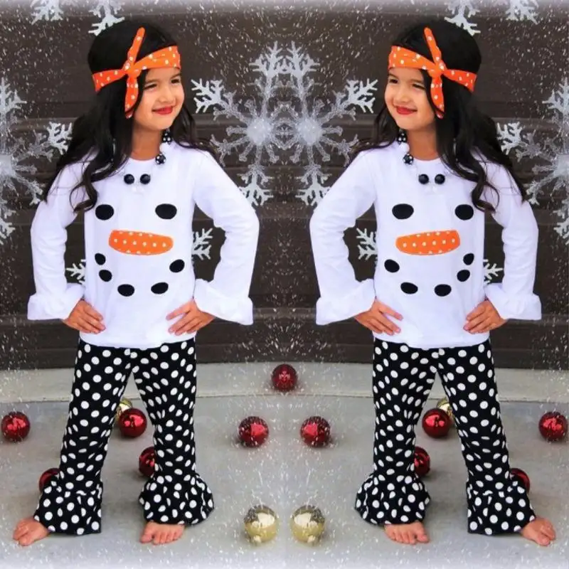 Set autumn winter girl Snowman long sleeve