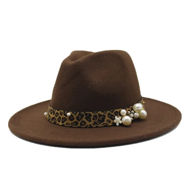 Winter wool Fedoras For Women Wide Brim Felt Hat Dark Coffee - Shop at LoveMi