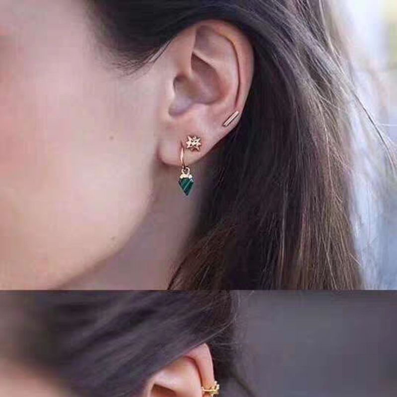 Malachite inverted triangle earrings