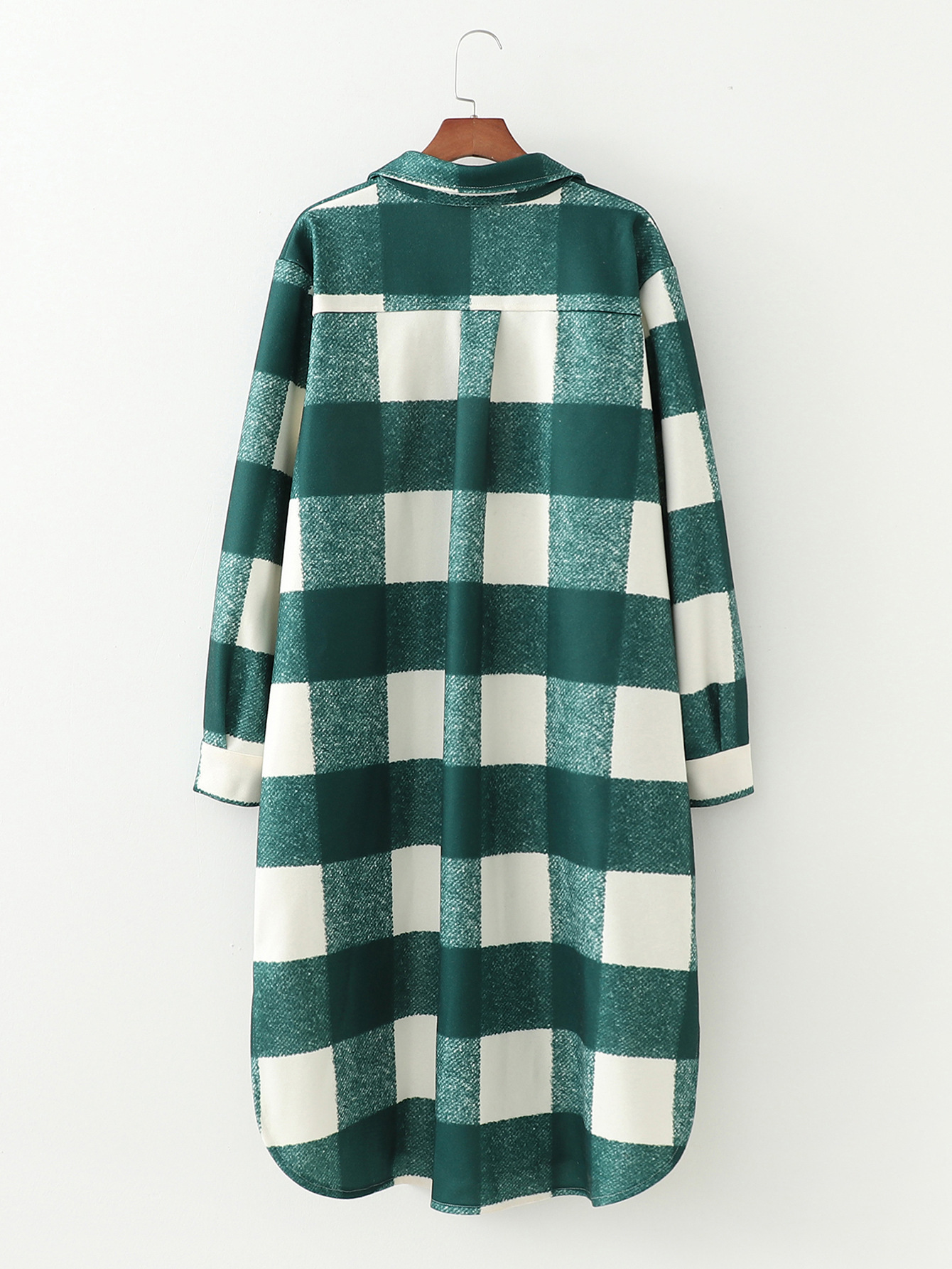 Fashion loose Lapel plaid coat shows thin coat woman