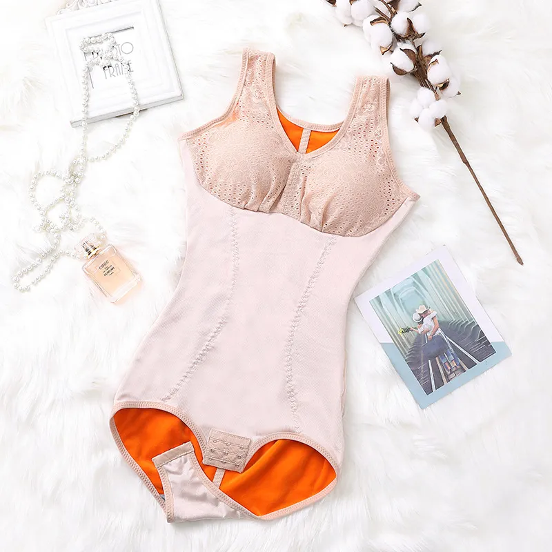 Brassiere bodysuit with plush for warmth and thickening - Skin Colour-Xxl