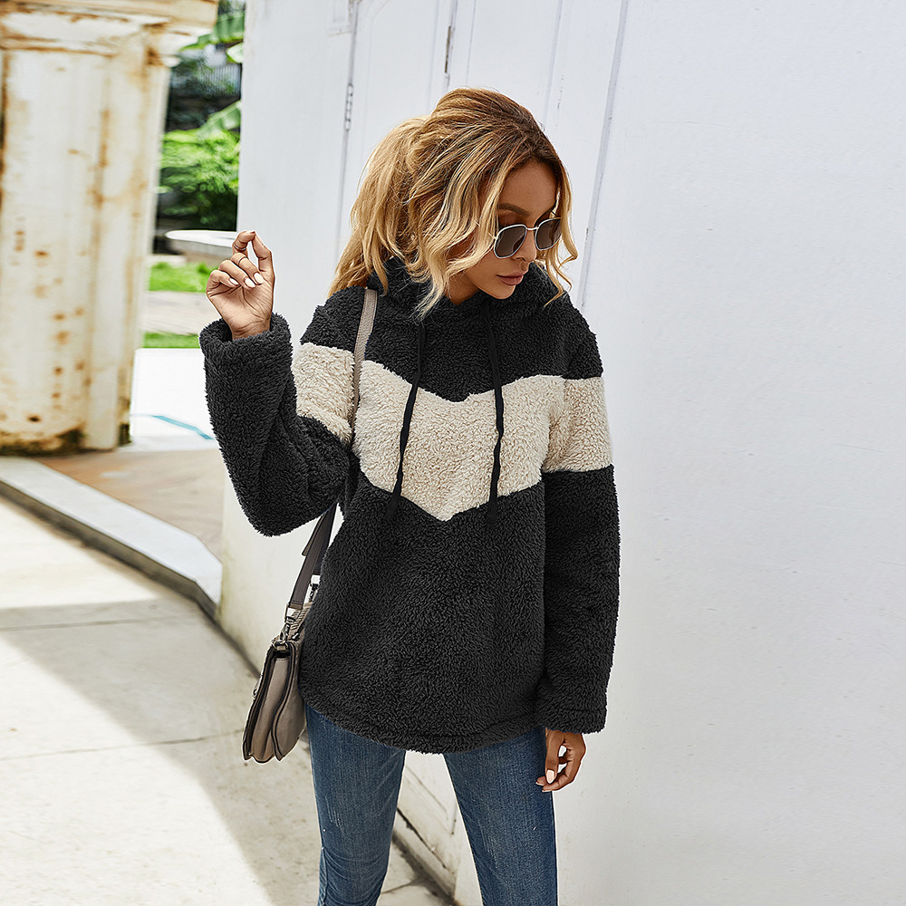 Color matching of loose women's Hoodie Black - Shop at LoveMi