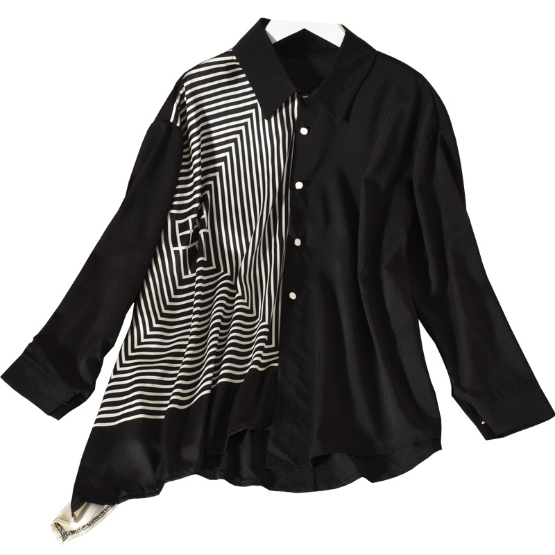 Ladies niche irregular loose mid-length shirt