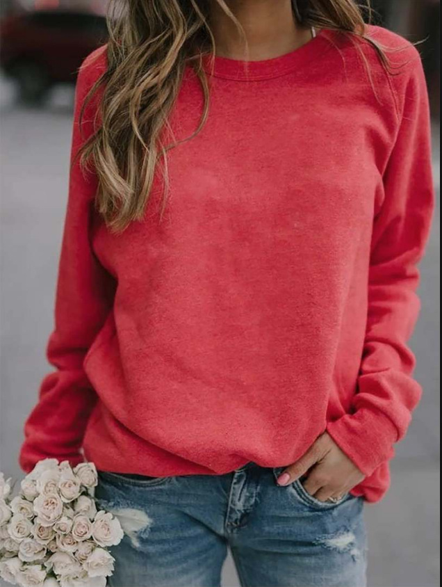 Solid color round neck long sleeves