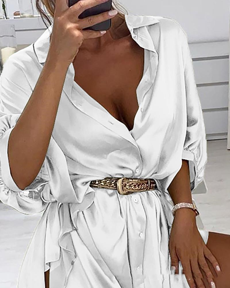 Women's green casual shirt skirt (without belt)