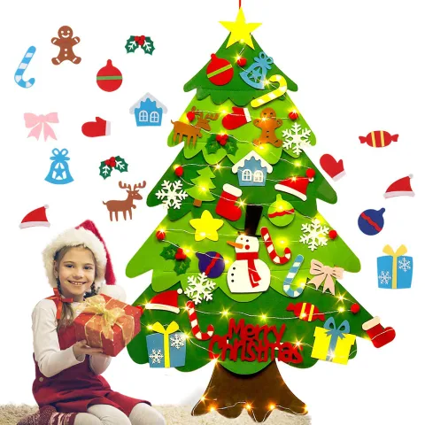 Children's DIY Felt Christmas Tree with Lights