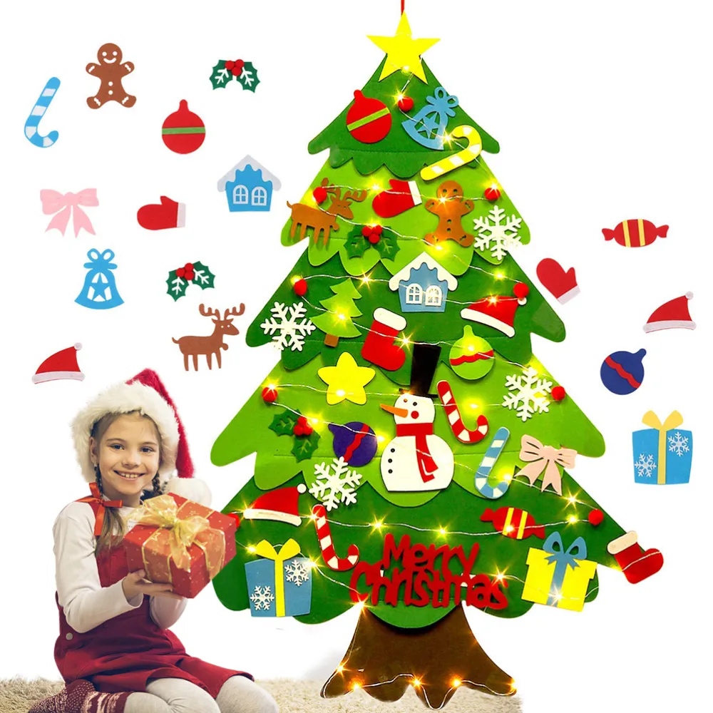 Children's DIY Felt Christmas Tree with Lights