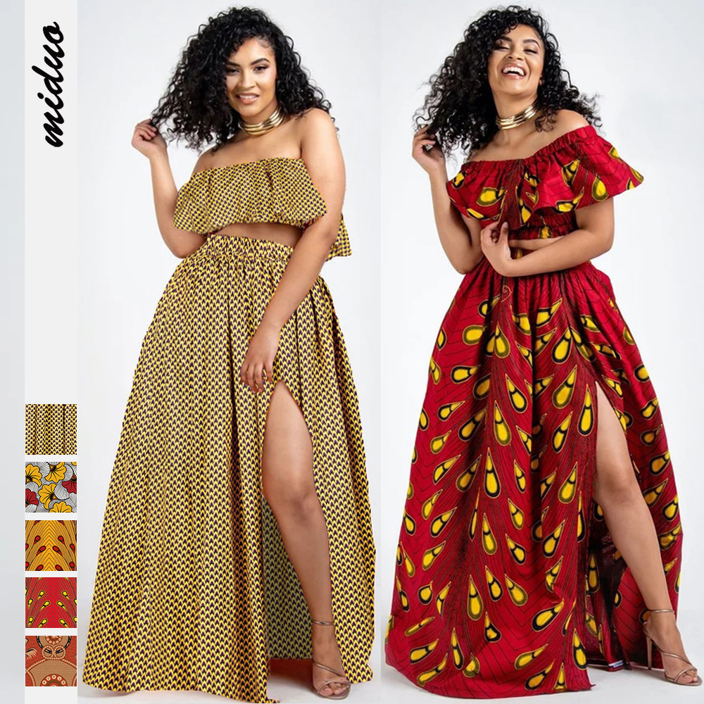 Two-piece long skirt with split neck