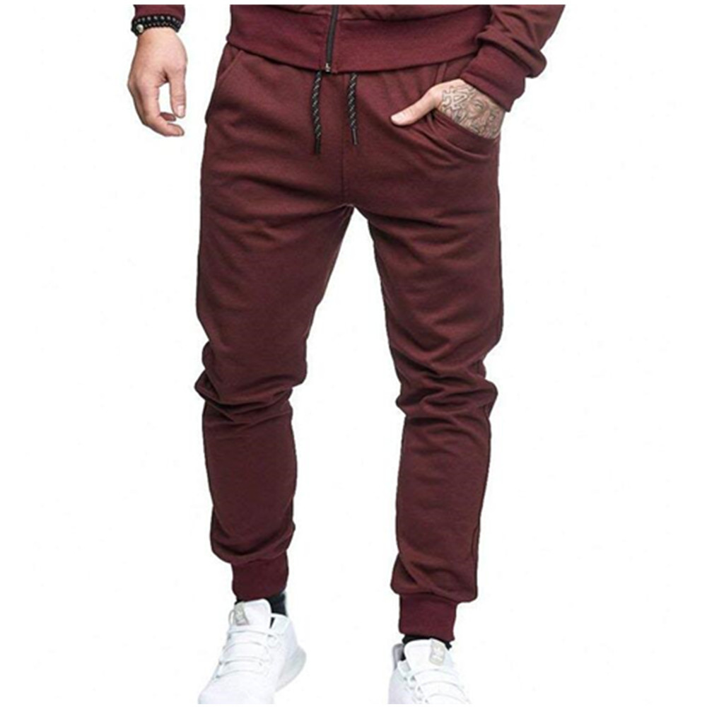 European and American youth solid color slim pants