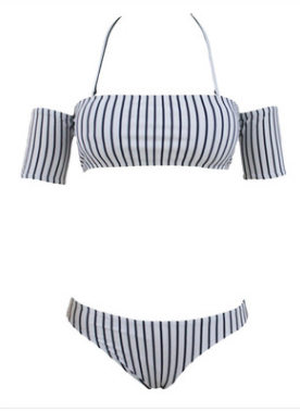Striped one-shoulder bikini split ladies sexy swimsuit - Image 4