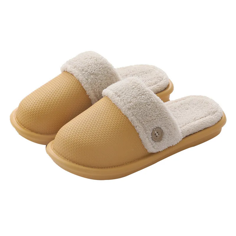 Home non-slip thick warm and comfortable EVA waterproof cotton slippers for men - Yellow