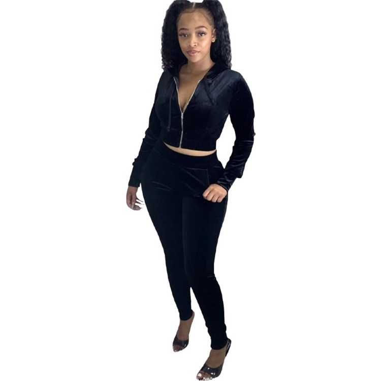 Korean velvet leisure two-piece suit