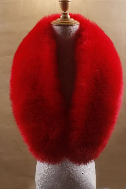 Women faux fox fur collar shawl female autumn warm scarves Red - Shop at LoveMi