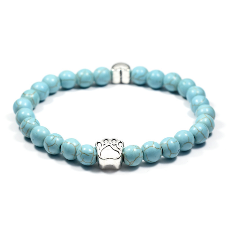 Natural Stone Memorial Dog Paw Bracelet