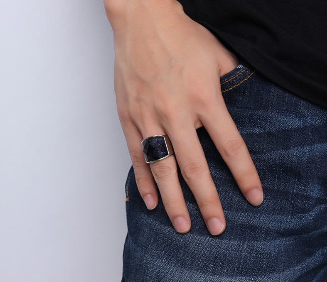 Golden Vintage Titanium Steel Casting Men's Ring