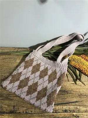 Box Check Cartoon Wool Bag