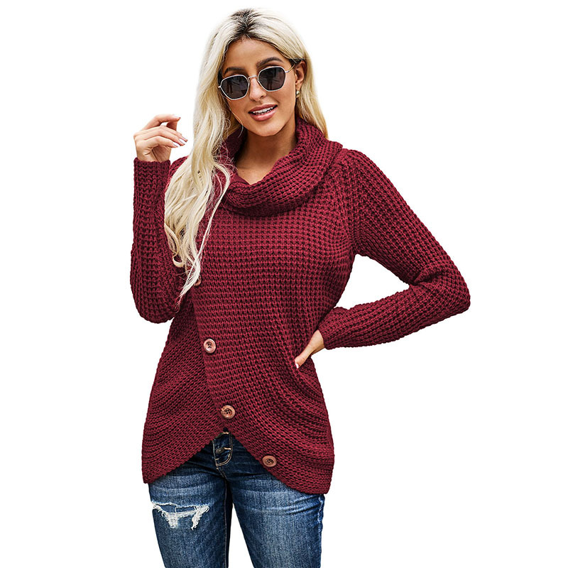 Long sleeve asymmetric button on Pullover